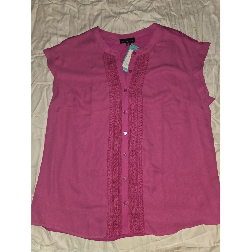 Fortune & Ivy Blouse Sleeveless. NWT Fusha Size XL. Cottagecore, Lagonlook, Y2K,